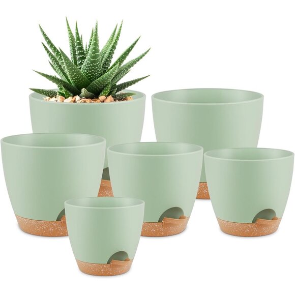 Other - Plant Pots 8/7/6.5/6/5.5/5 Inch Self Watering Pots, Set of 6 Plastic Planters wi